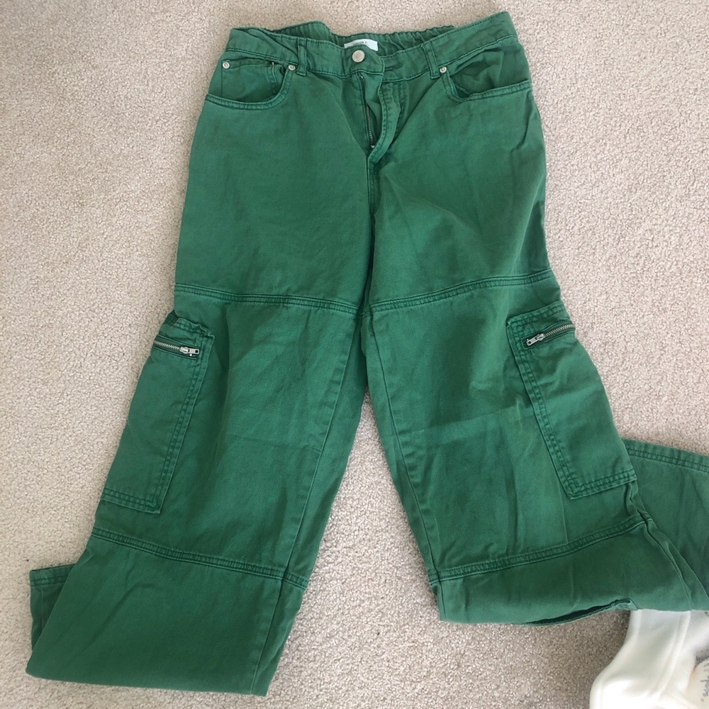 Vintage Rue21 Green Women's Flare Cargo Jeans Size Large